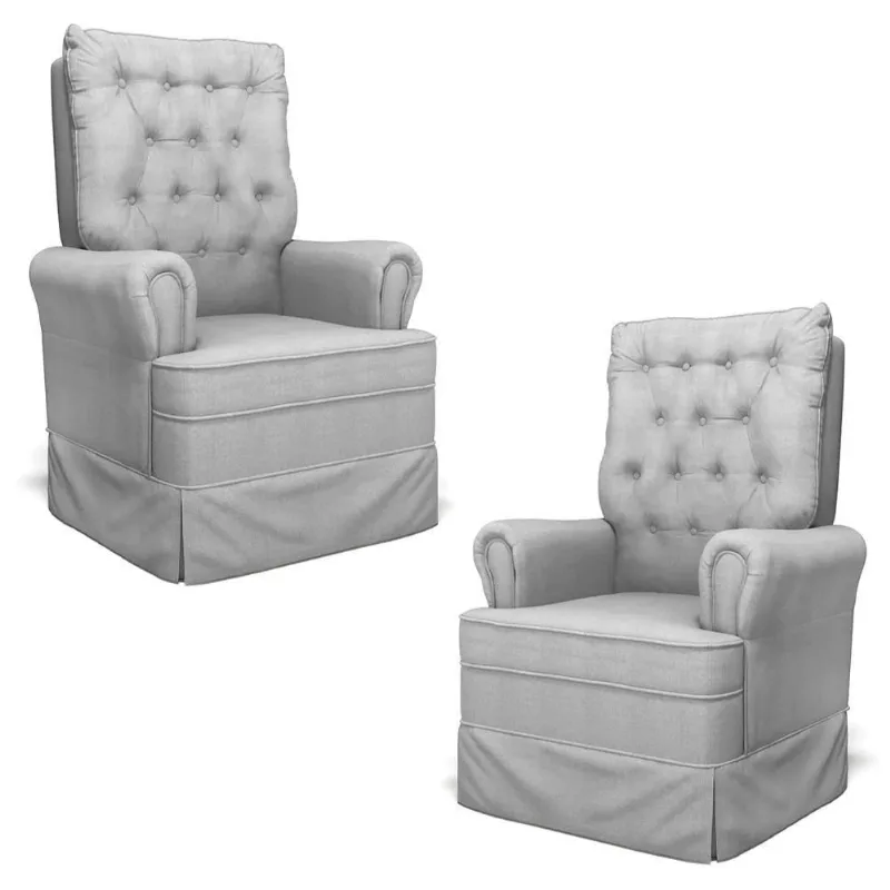 Kit 02 Poltronas De Amamentação E Descanso Com Balanço Laís G05 Linho Cinza Escuro - Mpozenato