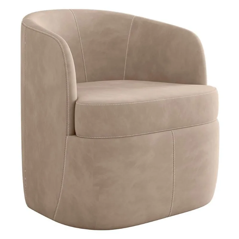 Poltrona Giratória Decorativa Para Sala Dandara Z08 Veludo Bege - Mpozenato