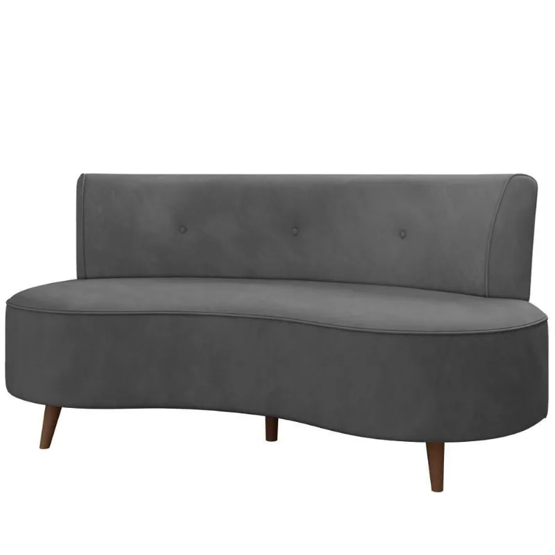 Sofá 2 Lugares Para Sala Living 135cm Pés Palito Korah K04 Veludo Cinza Escuro - Mpozenato