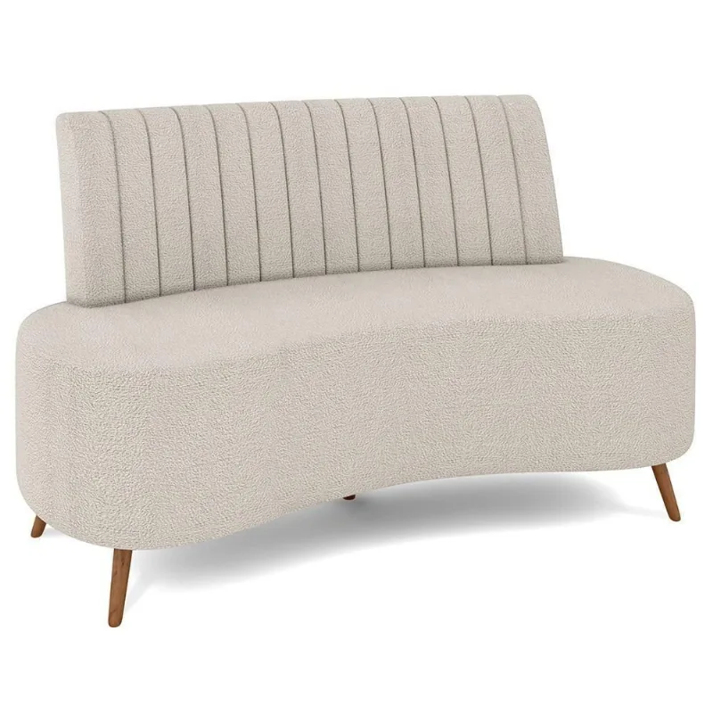 Sofá 2 Lugares Para Sala Living 135cm Pés Palito Tamar K04 Bouclê Bege - Mpozenato
