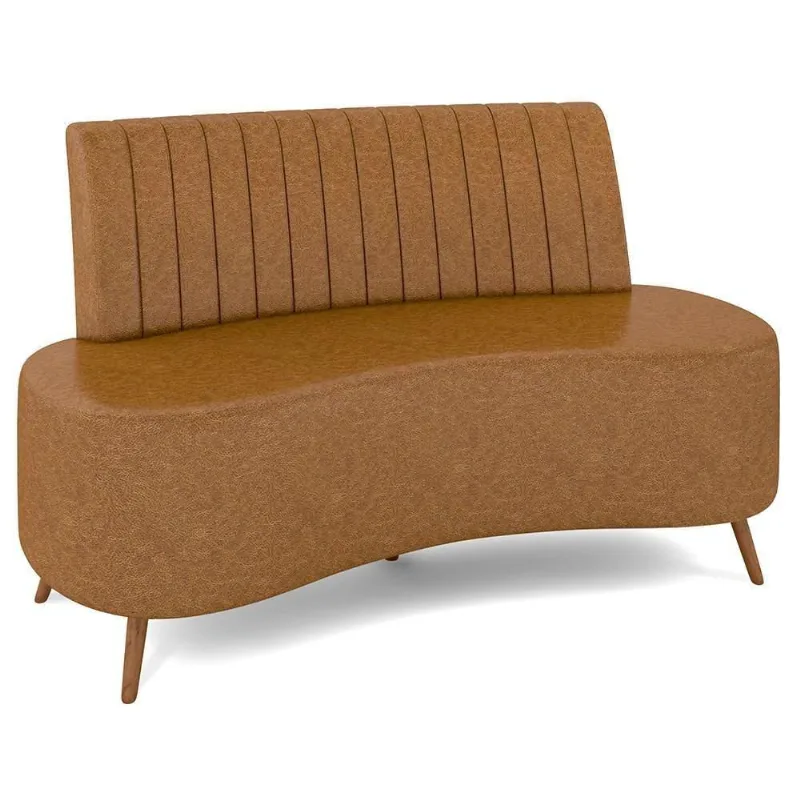 Sofá 2 Lugares Para Sala Living 135cm Pés Palito Tamar K04 Sintético Caramelo - Mpozenato