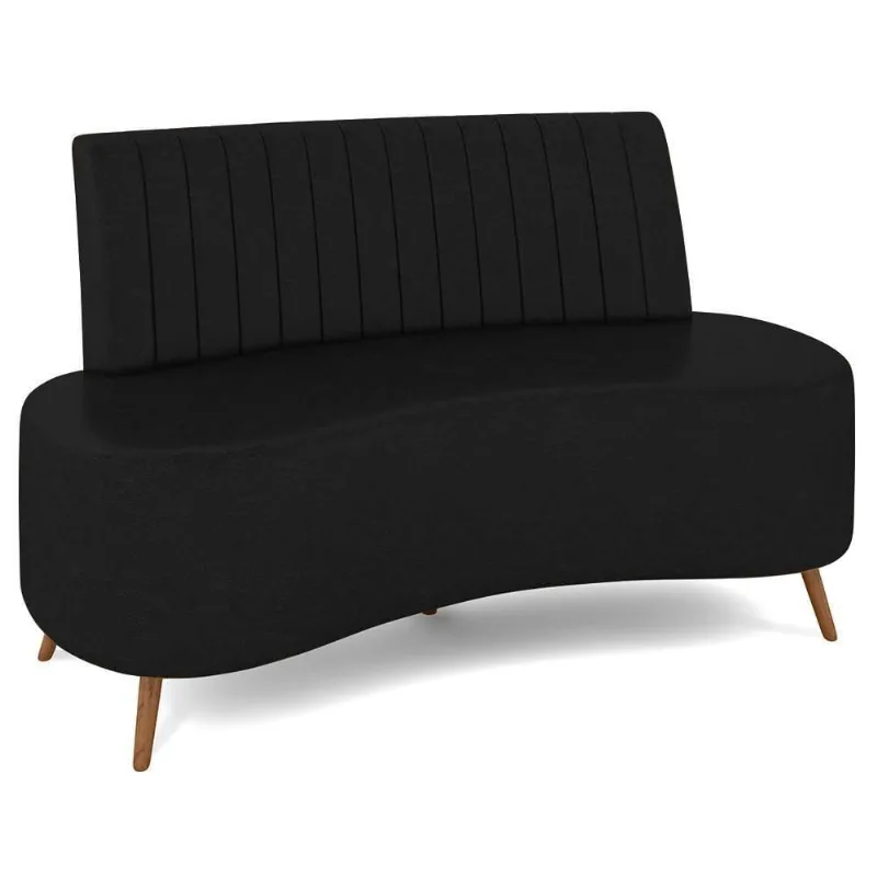 Sofá 2 Lugares Para Sala Living 135cm Pés Palito Tamar Z08 Sintético Preto - Mpozenato