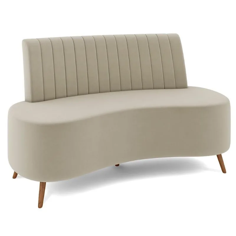 Sofá 2 Lugares Para Sala Living 135cm Pés Palito Tamar Z08 Veludo Bege - Mpozenato