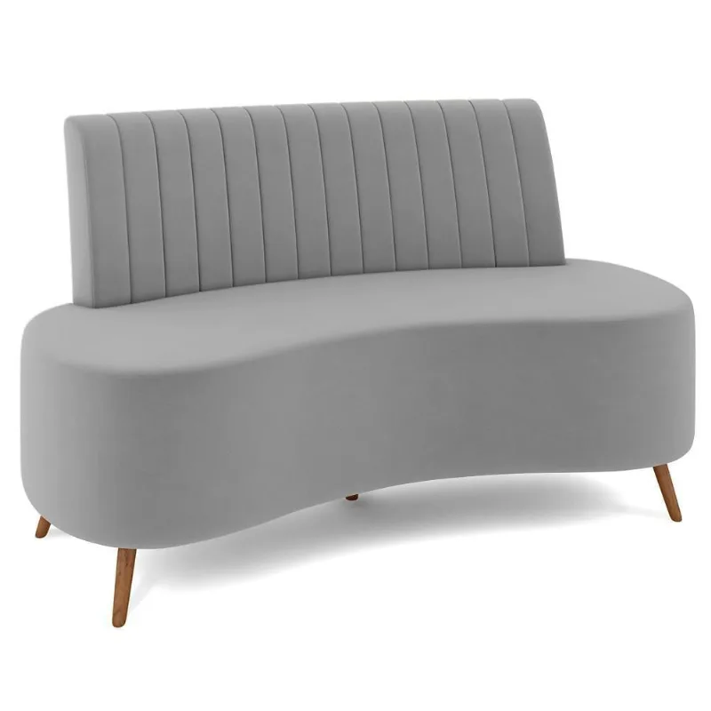 Sofá 2 Lugares Para Sala Living 135cm Pés Palito Tamar K04 Veludo Cinza - Mpozenato