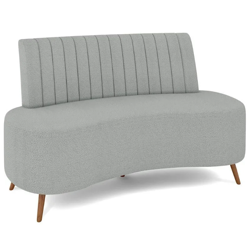Sofá 2 Lugares Para Sala Living 160cm Pés Palito Tamar K04 Bouclê Cinza Claro - Mpozenato