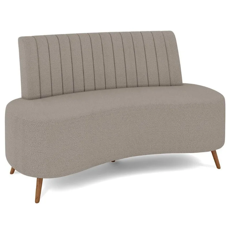 Sofá 2 Lugares Para Sala Living 160cm Pés Palito Tamar K04 Bouclê Bege Escuro - Mpozenato
