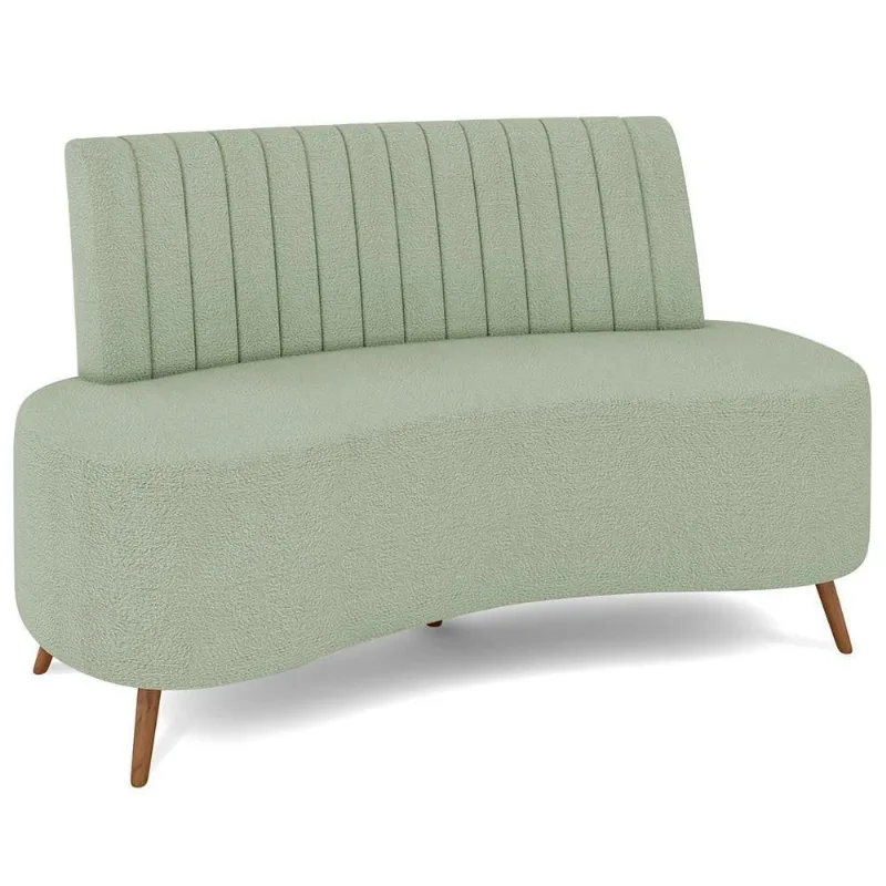 Sofá 2 Lugares Para Sala Living 160cm Pés Palito Tamar K04 Bouclê Verde água - Mpozenato