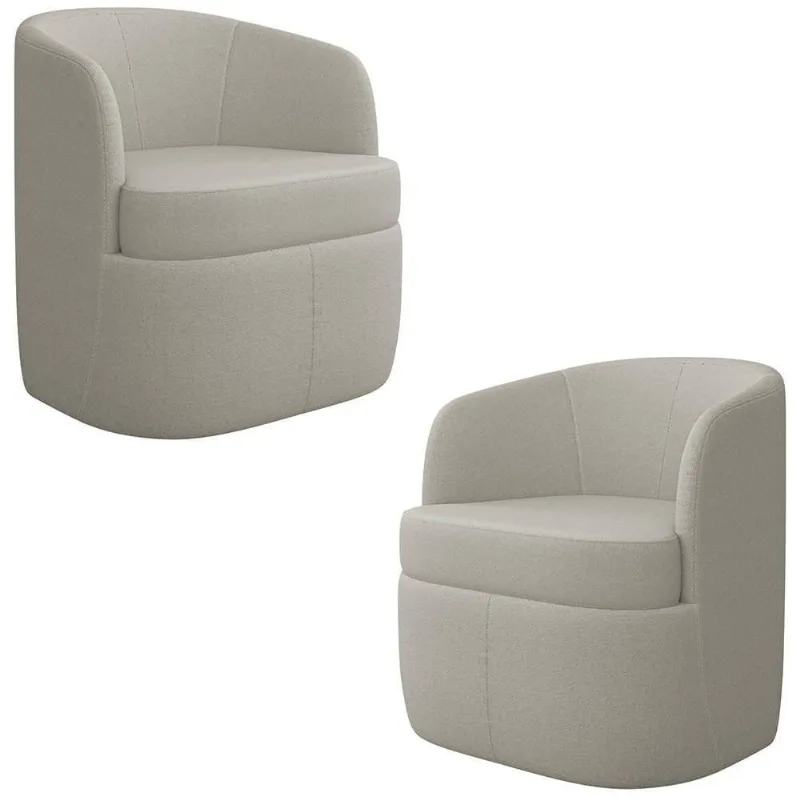 Kit 2 Poltronas Giratória Decorativa Para Sala Dandara K04 Bouclê Bege - Mpozenato