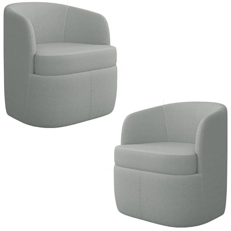Kit 2 Poltronas Giratória Decorativa Para Sala Dandara Z08 Boucle Cinza Claro - Mpozenato