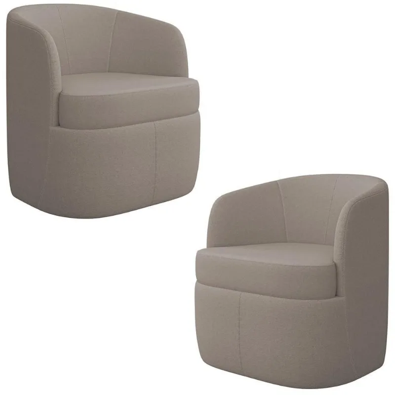 Kit 2 Poltronas Giratória Decorativa Para Sala Dandara K04 Bouclê Bege Escuro - Mpozenato