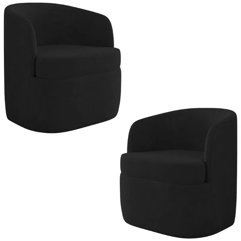 Kit 2 Poltronas Giratória Decorativa Para Sala Dandara K04 Veludo Preto - Mpozenato