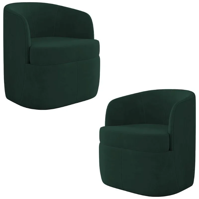 Kit 2 Poltronas Giratória Decorativa Para Sala Dandara K04 Veludo Verde - Mpozenato