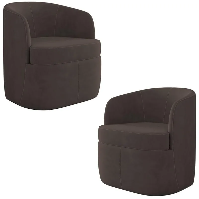 Kit 2 Poltronas Giratória Decorativa Para Sala Dandara Z08 Veludo Marrom - Mpozenato