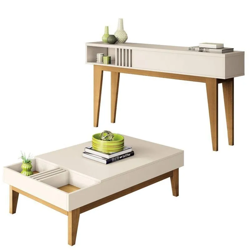 Aparador Jazz E Mesa De Centro Norma H01 Off White/cinamomo - Mpozenato