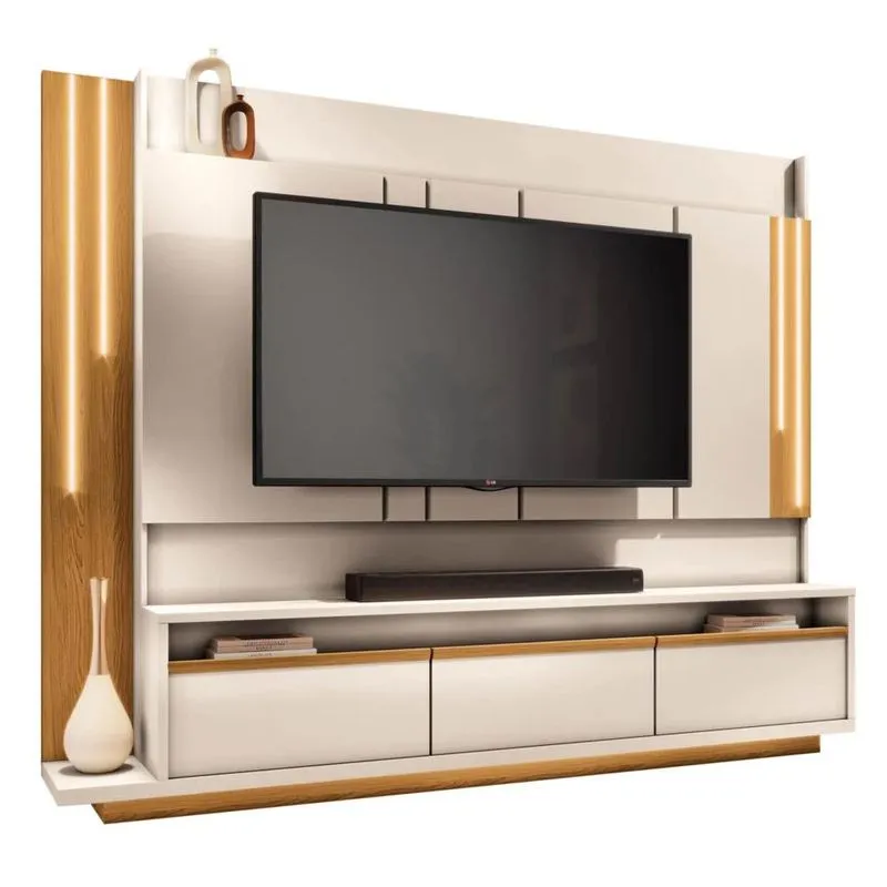 Estante Painel Para Tv 75 Pol. Monzane H01 Off White/cinamomo - Mpozenato