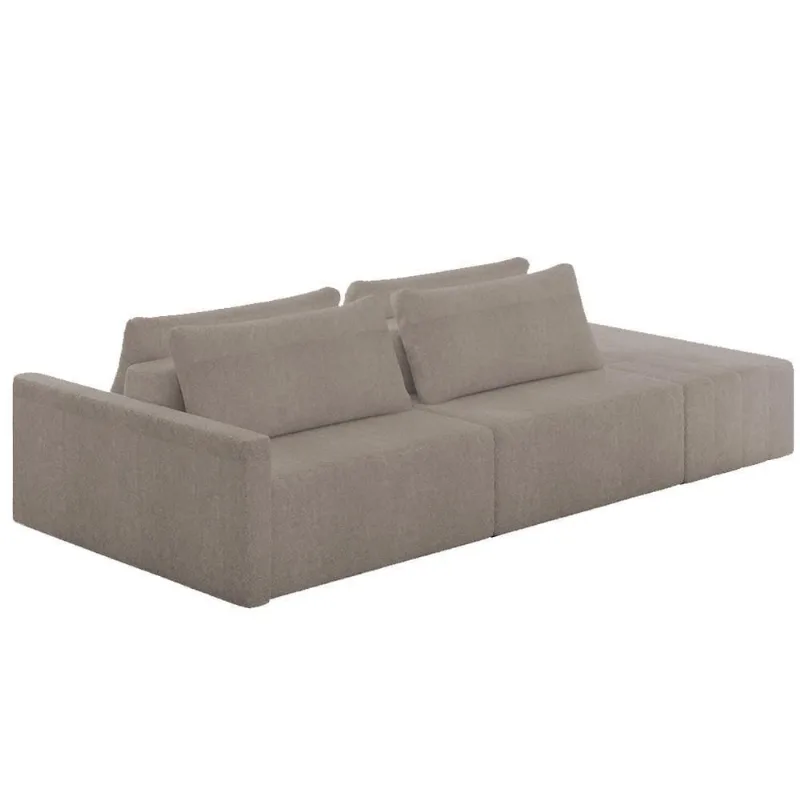 Sofá Ilha Modular Com Puff Para Sala Living 232cm Georgia Z08 Boucle Bege Escuro - Mpozenato