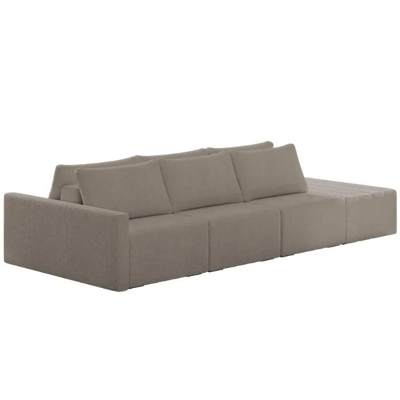Sofá Ilha Modular Com Puff Para Sala Living 312cm Georgia K04 Bouclê Bege Escuro - Mpozenato