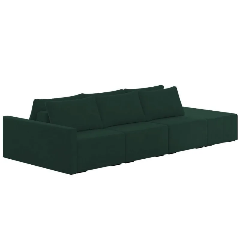 Sofá Ilha Modular Com Puff Para Sala Living 342cm Georgia K04 Veludo Verde - Mpozenato