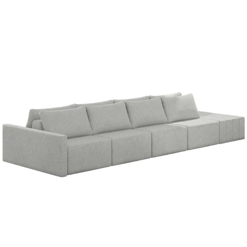 Sofá Ilha Modular Com Puff Para Sala Living 392cm Georgia K04 Linho Cinza - Mpozenato