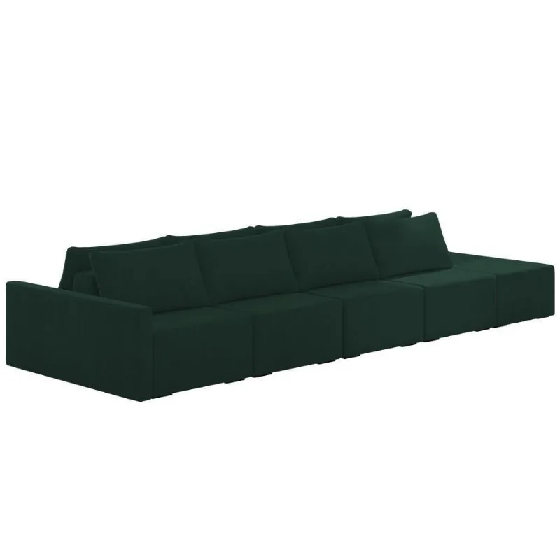 Sofá Ilha Modular Com Puff Para Sala Living 392cm Georgia K04 Veludo Verde - Mpozenato