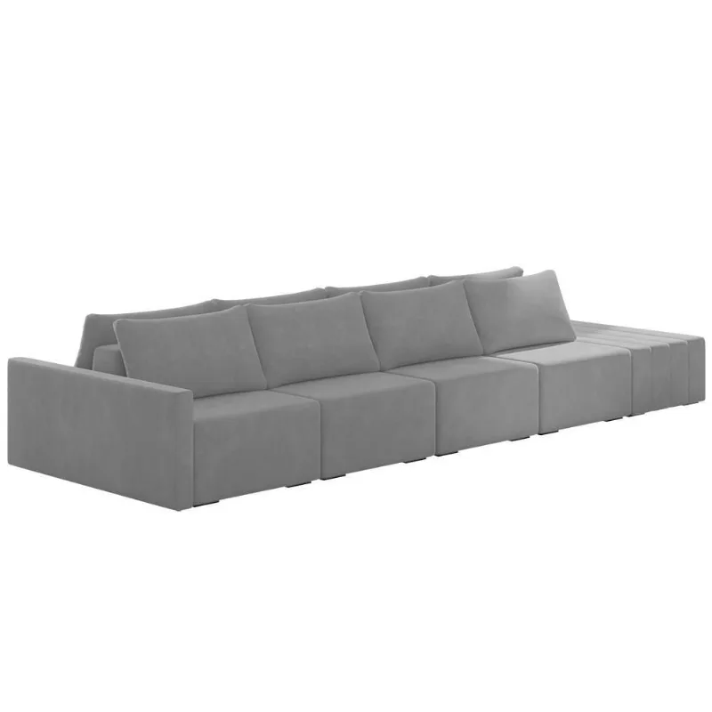 Sofá Ilha Modular Com Puff Para Sala Living 392cm Georgia K04 Veludo Cinza - Mpozenato