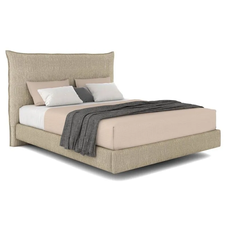 Cama Casal Flutuante Com Cabeceira 140cm Lyra S05 Linho Bege - Mpozenato