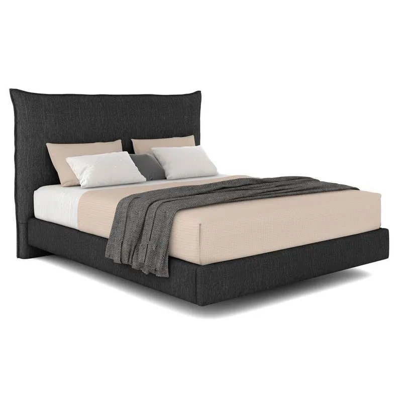 Cama Queen Flutuante Com Cabeceira 160cm Lyra S05 Linho Preto - Mpozenato