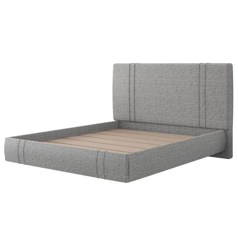 Cama King Flutuante Com Cabeceira 195cm Lyra S05 Linho Cinza - Mpozenato