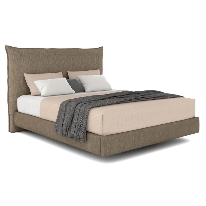 Cama King Flutuante Com Cabeceira 195cm Lyra S05 Linho Marrom - Mpozenato