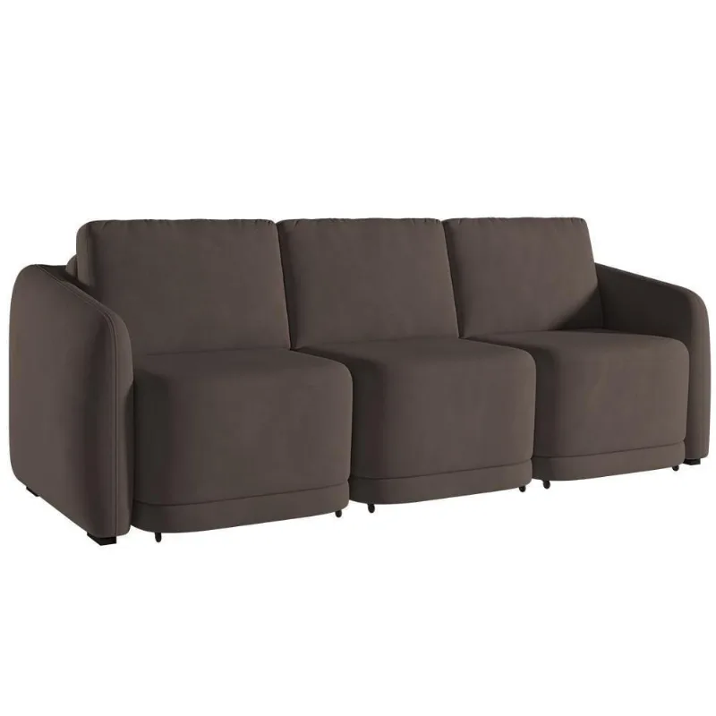 Sofá Cama Casal Para Sala 246cm Polska Z08 Veludo Marrom - Mpozenato
