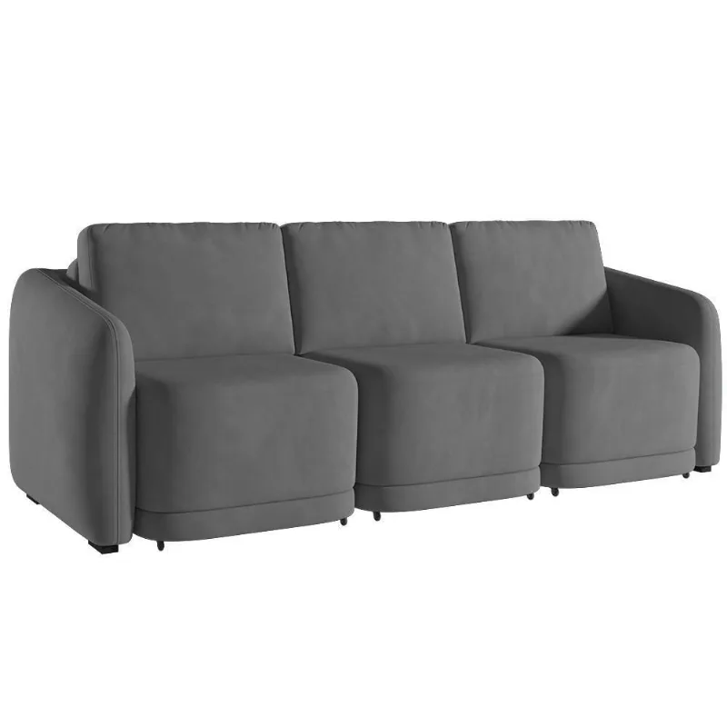 Sofá Cama Casal Para Sala 246cm Polska K04 Veludo Cinza Escuro - Mpozenato