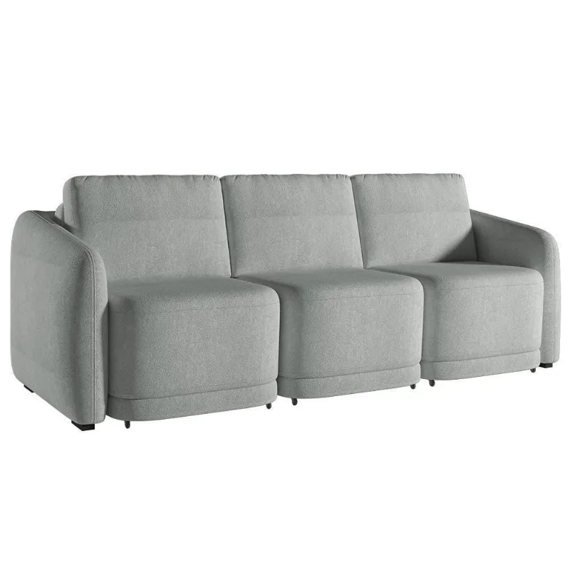 Sofá Cama Casal Para Sala 306cm Polska K04 Bouclê Cinza Claro - Mpozenato