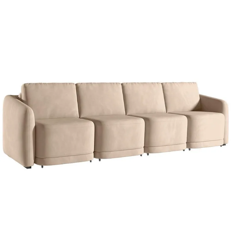 Sofá Cama Casal Para Sala 316cm Polska K04 Veludo Bege - Mpozenato