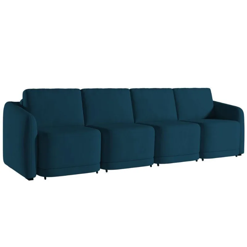 Sofá Cama Casal Para Sala 316cm Polska K04 Veludo Azul - Mpozenato