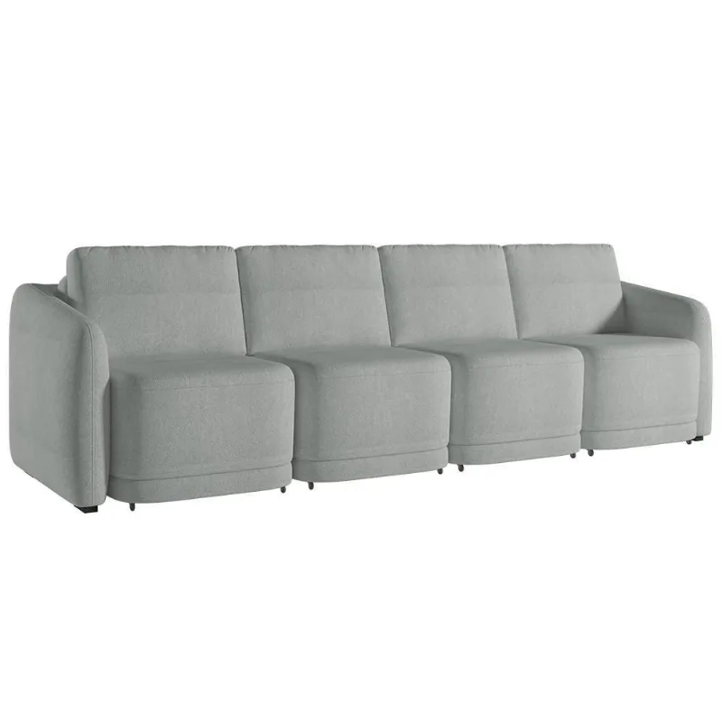 Sofá Cama Casal Para Sala 356cm Polska K04 Bouclê Cinza Claro - Mpozenato
