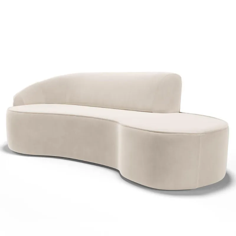 Sofá Living 4 Lugares 300cm Braço Esquerdo Mozart D06 Veludo Bege - Mpozenato