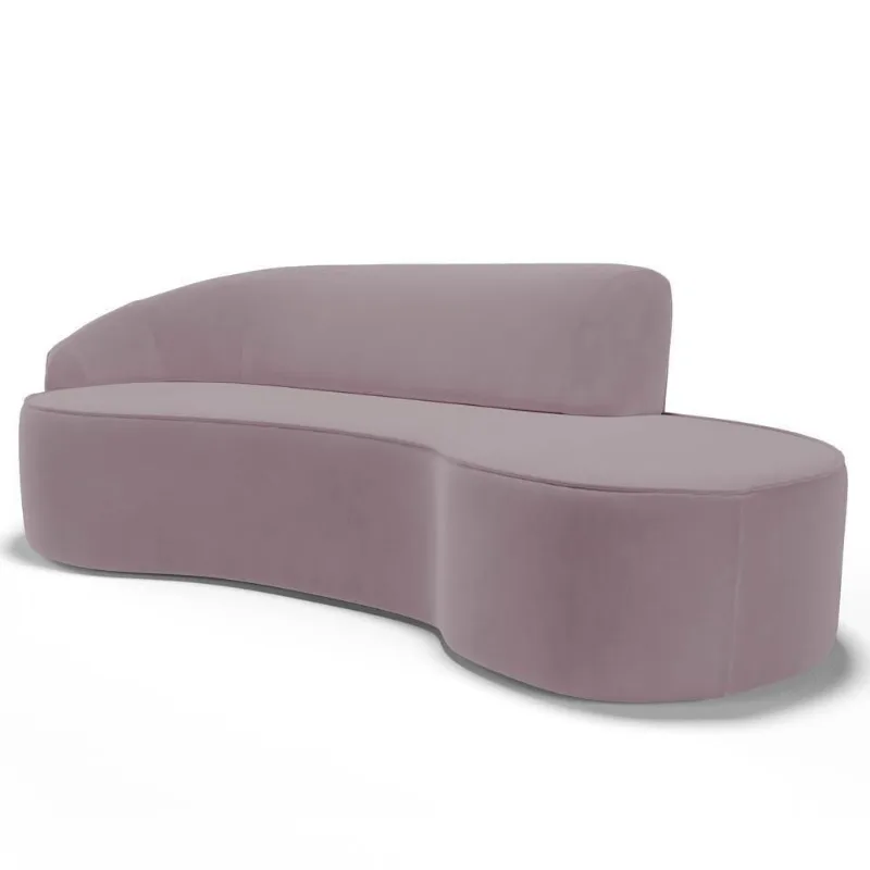 Sofá Living 4 Lugares 300cm Braço Esquerdo Mozart D06 Veludo Rosê - Mpozenato