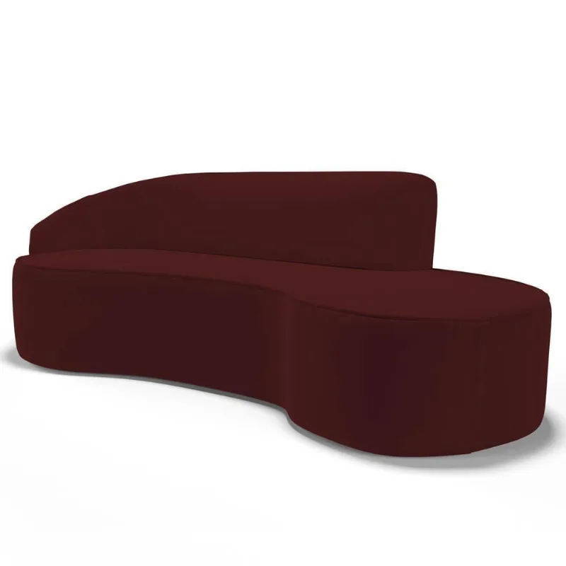 Sofá Living 4 Lugares 300cm Braço Esquerdo Mozart D06 Veludo Vermelho - Mpozenato