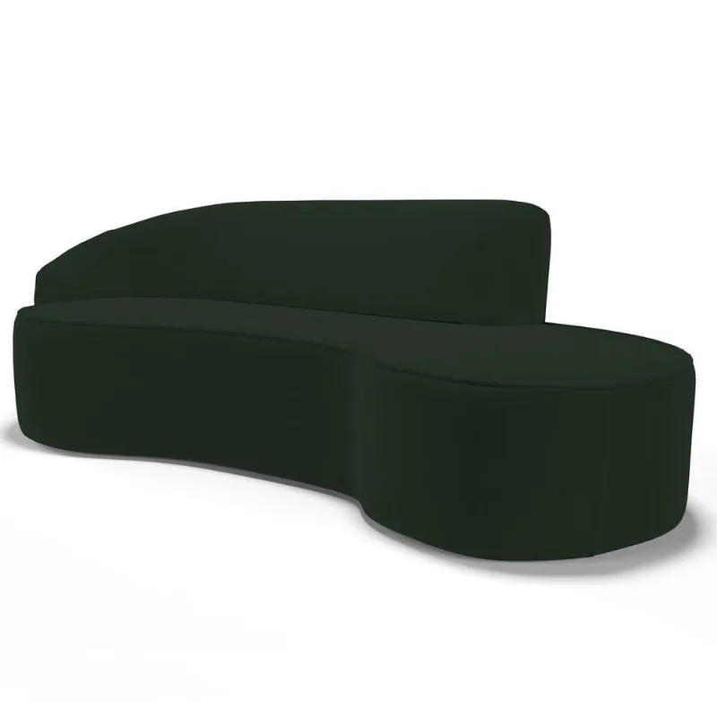 Sofá Living 3 Lugares 260cm Braço Esquerdo Mozart D06 Veludo Verde - Mpozenato