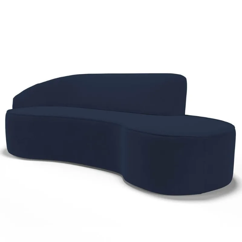 Sofá Living 4 Lugares 300cm Braço Esquerdo Mozart D06 Veludo Azul - Mpozenato