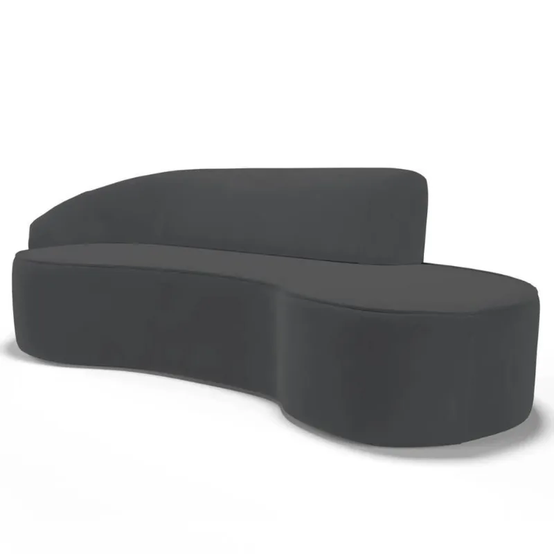 Sofá Living 3 Lugares 260cm Braço Esquerdo Mozart D06 Veludo Cinza - Mpozenato