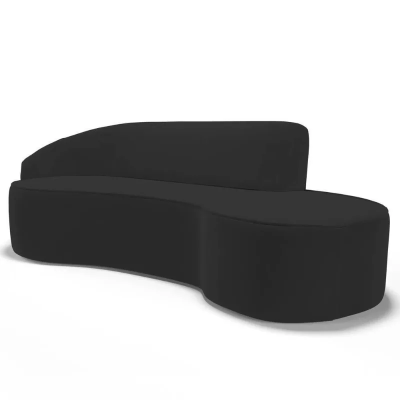 Sofá Living 4 Lugares 300cm Braço Esquerdo Mozart D06 Veludo Preto - Mpozenato