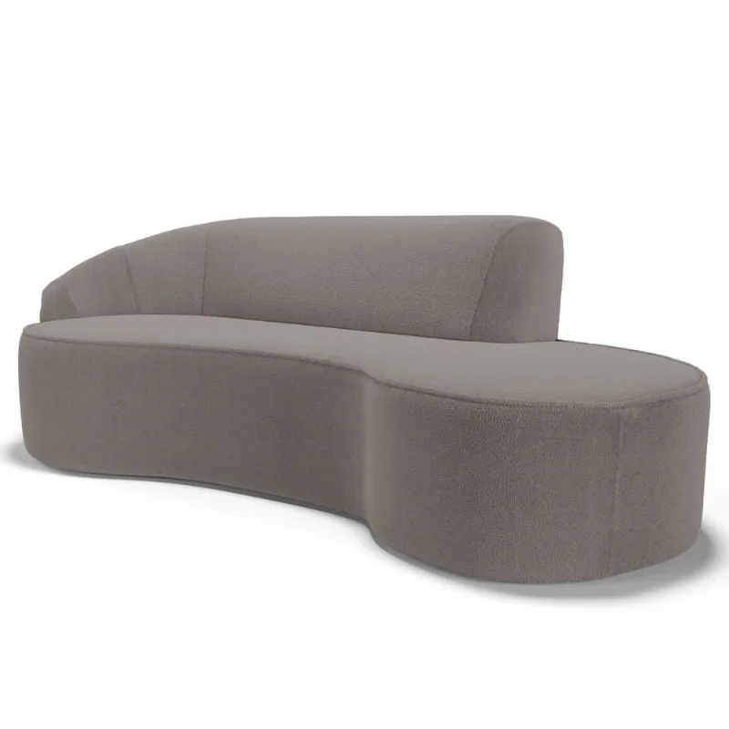 Sofá Living 4 Lugares 300cm Braço Esquerdo Mozart D06 Bouclê Bege Escuro - Mpozenato