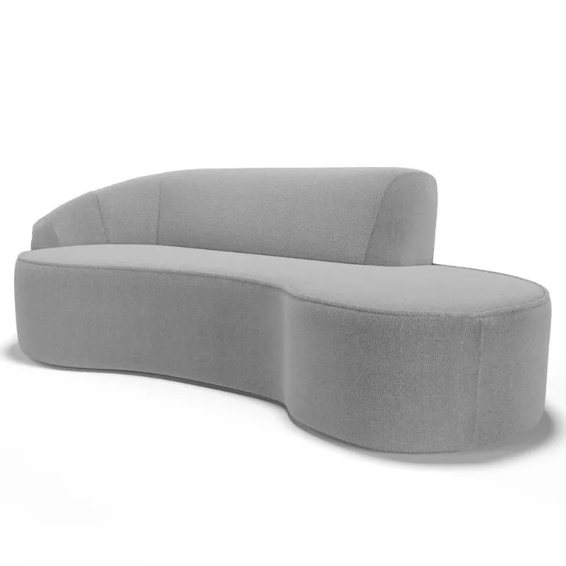 Sofá Living 3 Lugares 260cm Braço Esquerdo Mozart D06 Bouclê Cinza - Mpozenato
