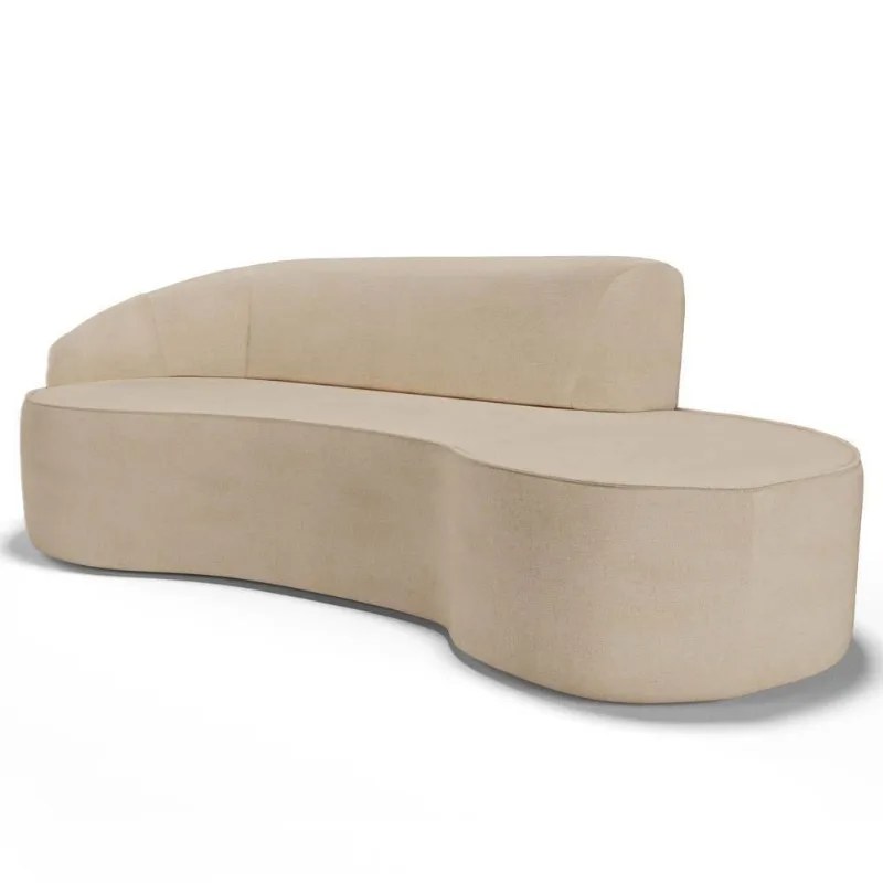Sofá Living 2 Lugares 180cm Braço Esquerdo Mozart D06 Linho Bege Escuro - Mpozenato
