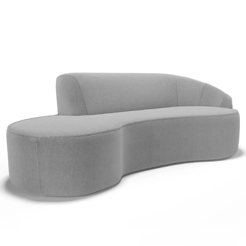 Sofá Living 2 Lugares 180cm Braço Direito Mozart D06 Bouclê Cinza - Mpozenato