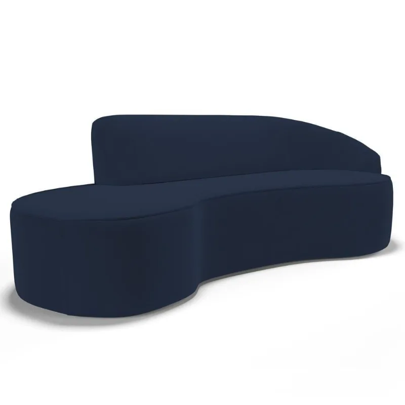 Sofá Living 2 Lugares 180cm Braço Direito Mozart D06 Veludo Azul - Mpozenato