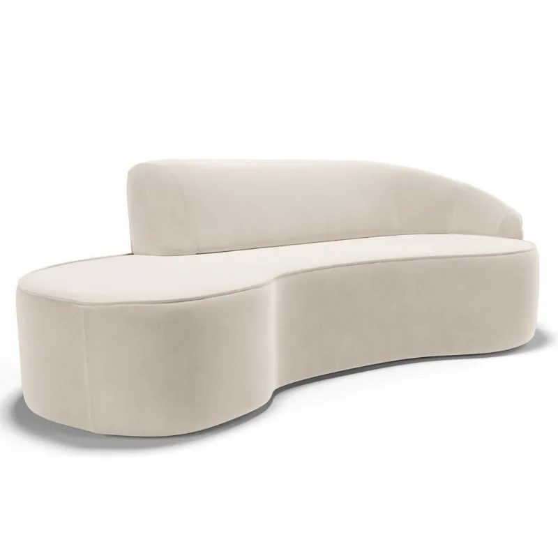 Sofá Living 2 Lugares 180cm Braço Direito Mozart D06 Veludo Bege - Mpozenato