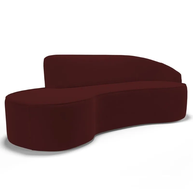 Sofá Living 3 Lugares 210cm Braço Direito Mozart D06 Veludo Vermelho - Mpozenato