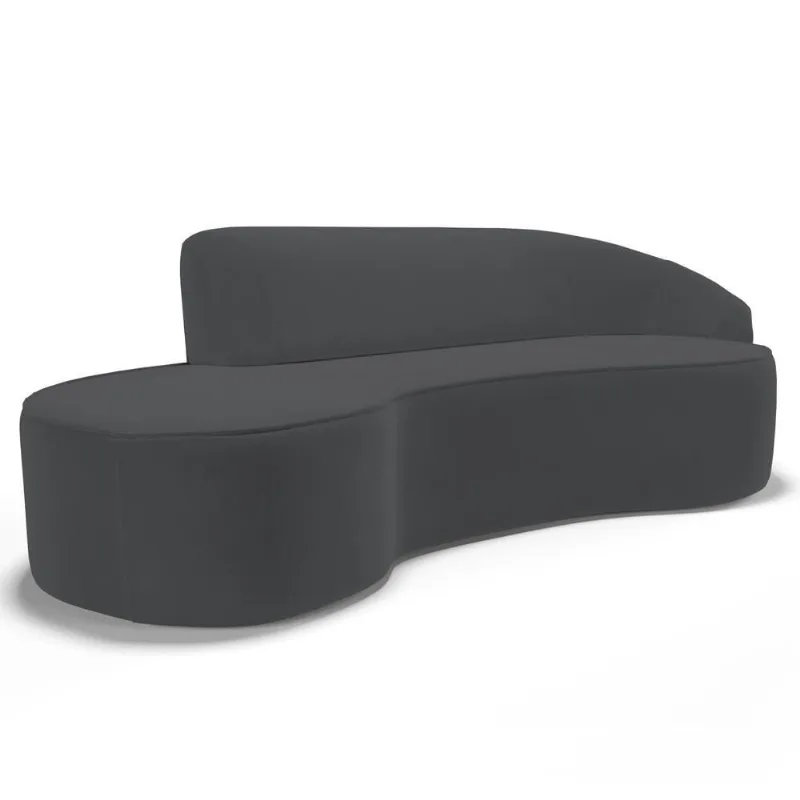Sofá Living 3 Lugares 210cm Braço Direito Mozart D06 Veludo Cinza - Mpozenato